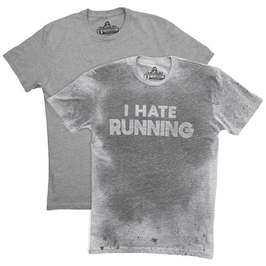 I Hate Running Sweat Activated T-Shirt Gym Shirt. Invisible Design until You Sweat. Unisex Quick Dry Breathable