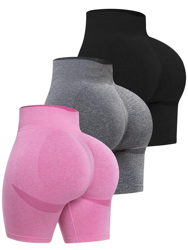 Women'S Solid High Waist Sports Shorts, Gym Shorts, Sporty Casual Comfy Breathable Skinny Shorts for Yoga Gym Workout Running, Gym Clothing, Gym Shorts, Ladies Sportswear Bottoms for Summer